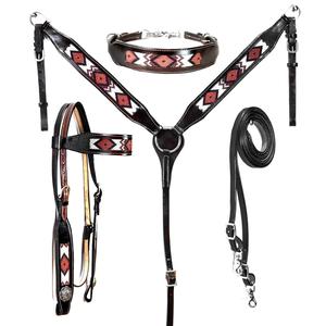 Cabecera de equitación tallada antigua de primera calidad, estilo occidental, cuero de primera calidad, caballo labrado a mano - Product Image 1