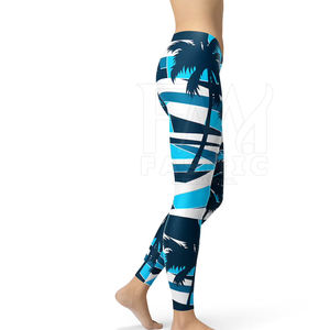 Mallas de Yoga de cintura media para mujer, diseño de sublimación, tu propio patrón sólido, hecho de Spandex/material de poliéster - Product Image 3