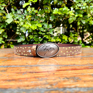 เข็มขัดหนังแท้ลายดาวแบบวินเทจ2025แท้สำหรับผู้ชายและผู้หญิงดูแข็งแรงด้วยเข็มขัดหนังแท้ลายดาวแบบมีรูพรุน - Product Image 3