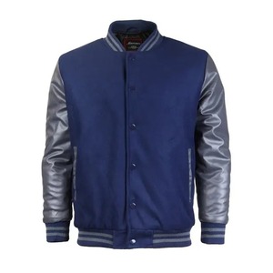 Venta caliente de calidad superior Chenille bordado hombres Universidad personalizado béisbol bombardero Letterman Crop cuero invierno tela con capucha - Product Image 5