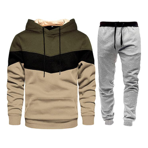Conjunto Deportivo de Dos Piezas para Hombre, Color Block, Manga Larga, Cierre Completo, Traje Deportivo Atlético, Conjunto de Chándal Color Block - Product Image 2