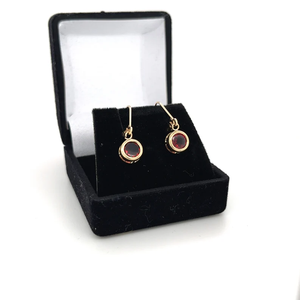 คลิปหนีบโกเมนสีแดงทรงกลมต่างหูทองเคแท้18K ชุบทองสีเหลืองสำหรับเครื่องประดับแฟชั่นสตรี - Product Image 3