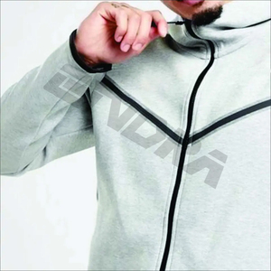 Sudadera personalizada con capucha y cremallera completa, chándal de hombre con retazos de color block - Product Image 6