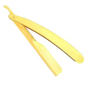 Maquinilla de afeitar de seguridad desechable para hombre de calidad profesional, maquinilla de afeitar de peluquero personalizable con logotipo personalizado de acero recubierto de titanio de color dorado - Product Image 4