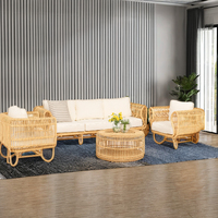 Dayanıklı çevre dostu Rattan bambu mobilya Set ev apartman otel Villa için İskandinav tasarım-oturma odası için açık