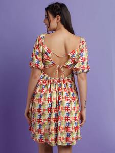 Bloc de robe en coton indien fait à la main imprimé vêtements d'été décontractés pour les femmes personnalisé mariée mariage cadeau robe de voyage - Product Image 4