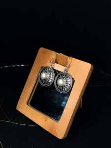 Pendientes de plata de ley 925 con gema Natural y perlas, joyería para mujer, regalo bonito, fiesta, piedra occidental, boda - Product Image 3