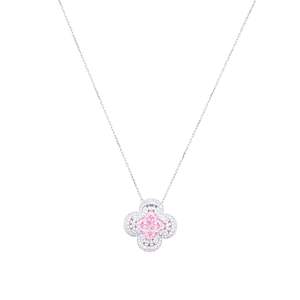 Collier vintage en or blanc 18 carats avec diamant rose taillé en trèfle, 3,55 carats, rose clair fantaisie, SI1, diamant de laboratoire, pour usage quotidien, cadeau - Product Image 4