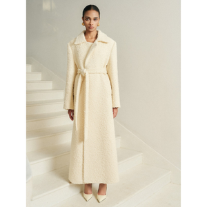 Trenchs pour femmes de qualité minimaliste à manches longues Nadi mélange de laine Tweed Long manteau vêtements écologiques femmes marque locale - Product Image 1