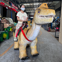 Dinosaure animatronique réaliste électrique à monnayeur, type scooter, étanche, pour usage intérieur/extérieur, idéal pour centres commerciaux