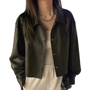 Veste pour femme de haute qualité, courte, OEM, respirante, en cuir PU tendance, vente en gros, veste décontractée pour femme, fabricant - Product Image 1