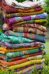 Wholesale Organic Printed Indian Vintage Cotton Kantha <b>Quilts</b> Handmade Sari <b>Throw</b> Blankets Beautiful Bohemian Hotel Bedding - Product Image 1