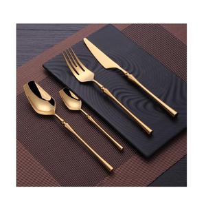 New Stainless Steel Gold Plated Cutlery Metal Cutlery New Flatware New Design <b>Spoon</b> and fork metal Cutlery Set Wholesale Price - Product Image 6