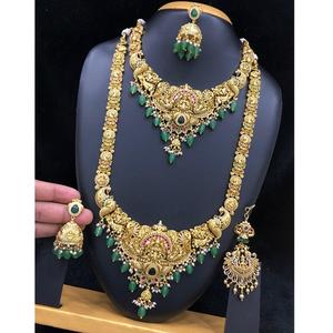 Diseño exclusivo de calidad superior polaco antiguo con collar combinado chapado en oro de piedra CZ AD con pendientes para uso de boda - Product Image 1