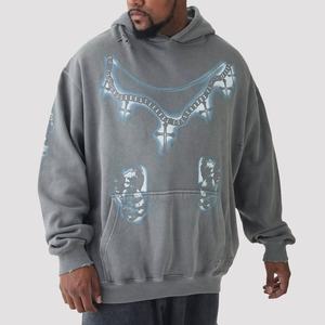 Sweat à capuche zippé personnalisé 500 GSM polaire délavé hiver 100% coton impression numérique à capuche - Product Image 6