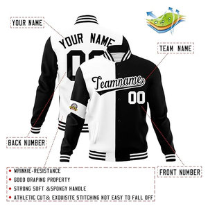 Personalizable ligero transpirable Letterman Bomber chaqueta hombres clásico negro blanco Varsity diseño soporte cuello cosido texto - Product Image 3