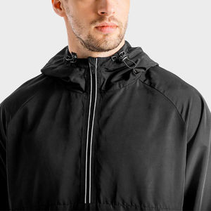 Chaqueta Cortavientos Ligera con Capucha y Cierre de Cremallera para Hombre, Informal, para Exteriores, Transpirable, Impermeable, con Logotipo Frontal, 100% Nailon - Product Image 4