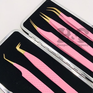 Nuevas pinzas puntiagudas rosas para extensión de pestañas Logotipo personalizado Pinzas de pestañas de acero inoxidable Maquillaje de visón Pinzas MOQ - Product Image 3