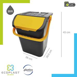 Cubo de Reciclaje de Plástico Ecoplast de 35L para Gestión de Residuos, Multicolor (Amarillo/Verde/Azul), Uso Interior/Exterior, Hecho en Italia - Product Image 4