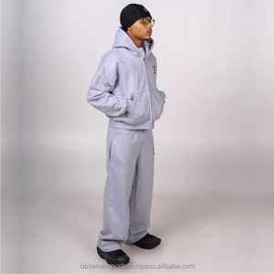 Venta al por mayor de ropa de calle personalizada nueva Activewear Vintage 2 uds de peso pesado invierno transpirable 100% algodón sudaderas con capucha deportivas en blanco - Product Image 2