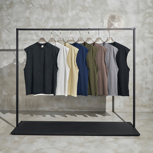 เสื้อกั๊กแอซิดผ้าฝ้าย275ก. สำหรับผู้ชายเสื้อกั๊กแบบย้อนยุคมีสไตล์ใหม่ - Product Image 4