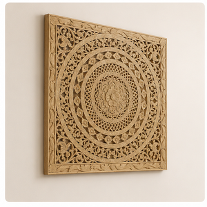 Traditional Japandi Wooden <b>Wall</b> Art Rectangle Handmade Decor Medium Size Home Decoration Dark Brown <b>Frame</b> - Product Image 5