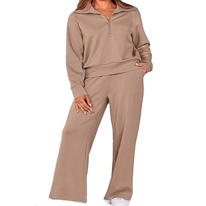 Ensemble de vêtements de sport fitness à motif solide pour femmes chaud à manches longues décontracté haut court et pantalon de survêtement pour l'hiver 2026 - Product Image 2