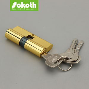 Orta doğu silindir fabrika fiyat çift açık SN siyah altın çinko alaşım Normal 3 demir tuşları ile güvenlik kapısı kilit silindir - Product Image 2