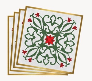 Fancy Pattern Lunch <b>Napkin</b> with Foil 18 GSM 2 PLY 8PC Design Specs & Pack Qty Customizable - Product Image 1