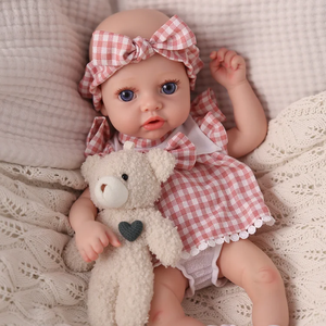 Poupée Babeside <span class=keywords><strong>Dolly</strong></span> 12 pouces, corps entier en silicone, bébé fille réaliste, poupée reborn avec sucette qui maintient la bouche - Product Image 3