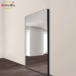 Moderno Kit porte invisibili scorrevoli <span class=keywords><strong>a</strong></span> foglia singola in alluminio vetro con finitura <span class=keywords><strong>a</strong></span> <span class=keywords><strong>specchio</strong></span> flottante flottante flottante Ghost Door - Product Image 5