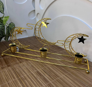 Ensemble de trois décorations islamiques Eid Gift Ramadan Table Decor Metal Crescent Moon Ramadan Elegant Tabletop Accent - Product Image 5