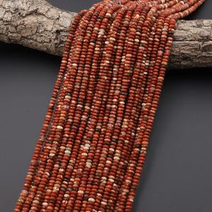 Facetado Natural Brecciated Red Jasper 4mm Thin Rondelle Beads 15,5 "Strand - Product Image 1