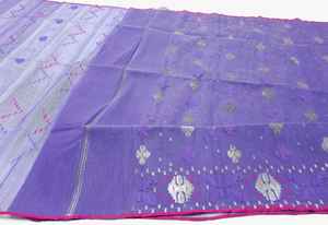 Qualité Exportation Exclusive Violet Deshi Dhakai Jamdani Sharee pour Femme JAMDANI TISSU ROUGE VERT Doré Bleu Ciel du Bangladesh - Product Image 4