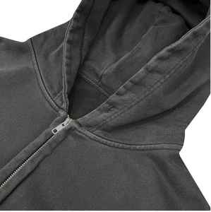 Sweat-shirt épais personnalisé brodé de style streetwear, sweat-shirt à capuche uni avec fermeture éclair, 400GSM, poids lourd, super molleton, pour homme, 100% coton - Product Image 5