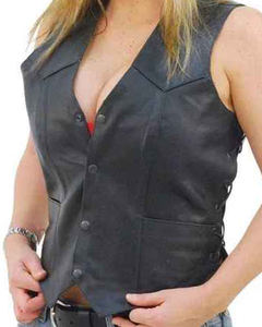<b>Women's</b> Button up Sleeveless Vest Crop Tops Sexy V Neck Faux Leather Jacket <b>Waistcoat</b> Genuine Leather <b>Women</b> Vest Motorcycle - Product Image 1