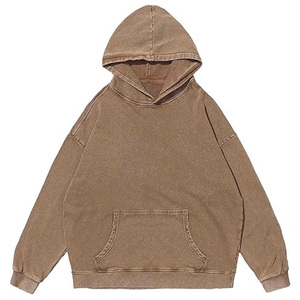 Sweat à capuche homme 2026 tendance délavé à l'acide, mélange coton/polyester de haute qualité, polaire uni respirant 340g, col à capuche, hiver - Product Image 1