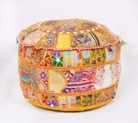 Khambadiya Patchwork Coton Pouf/Ottoman Couverture À La Main Décor À La Maison art Patchwork Salon Ottoman Couverture en gros Lot