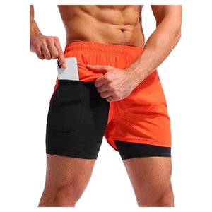 Best Selling Polyester Summer Running Athletic Workout <b>Shorts</b> Double Layer Custom Sublimated Men <b>Gym</b> <b>Shorts</b> With Pockets Comfort - Product Image 5