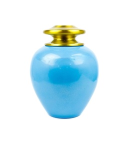 Urnas de cremación de metal de aluminio para cenizas y restos mortales | Hermosas urnas hechas a mano para humanos y mascotas (Canal Azul) - Product Image 1