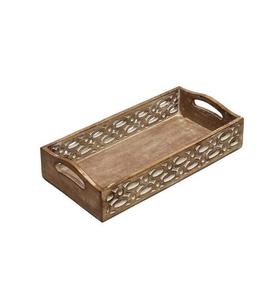 Wooden Tray Rectangular Shape <b>White</b> Color Finished Wooden Serving Tray Customized Wooden Serving Tray - Product Image 2