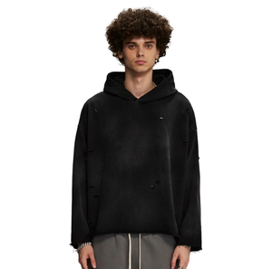 Sweat à capuche pour homme 100% coton personnalisé respirant et durable pour l'hiver Streetwear teint en plaine - Product Image 6