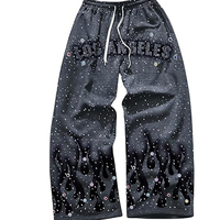 Pantalon de jogging ample décontracté pour homme, taille haute, en toile, avec strass, écologique, imperméable, avec cordon de serrage – Vente en gros grandes tailles