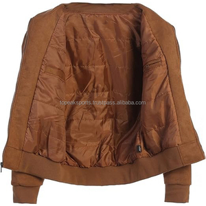 2026 OEM Top Selling Brown Faux <b>Suede</b> Men's 100% High Quality Winter Windproof Stand Plain Dyed Low MOQ Low Price Bomber <b>Jacket</b> - Product Image 3