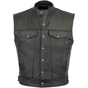 Chaleco de motociclista de cuero negro para hombre, Chaleco de carreras de motos estilo fuera de la ley, chaleco de montar sin mangas para invierno, maximiza el desgaste hecho - Product Image 4