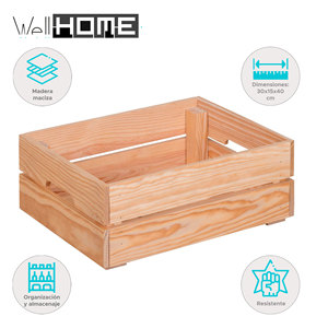 Scatola Decorativa in Legno Massello Naturale Well Home 30x15x40cm - Product Image 2