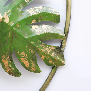 Ak ทองเหลืองตกแต่งรอบวงกลมสี่เหลี่ยมใบที่มีสีเขียวผนังโลหะศิลปะ - Product Image 3