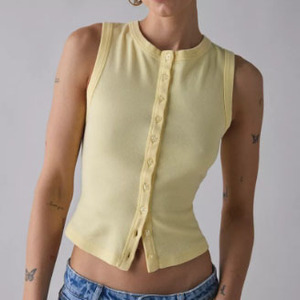 Mujeres sin mangas de punto con botones camiseta sin mangas tejida Spandex Jersey bordado 3D estampado borlas cintas cremalleras Ins apliques para - Product Image 5