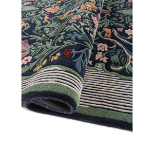 Alfombra de Lana Azul Nebulora Tnc-1512, Tejida a Mano, Diseño Floral Clásico, para Sala de Estar, Pasillo, Rectangular, 10 mm, Viscosa - Product Image 2