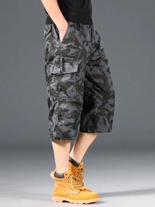 Pantalones Cortos Cargo de Verano para Hombre, Holgados, Casuales, por Debajo de la Rodilla, Cintura Elástica, Talla Grande, para Correr al Aire Libre, Pantalones Capri Tácticos - Product Image 3